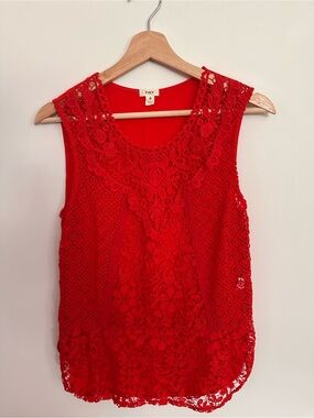 Red Lace Sleeveless Top